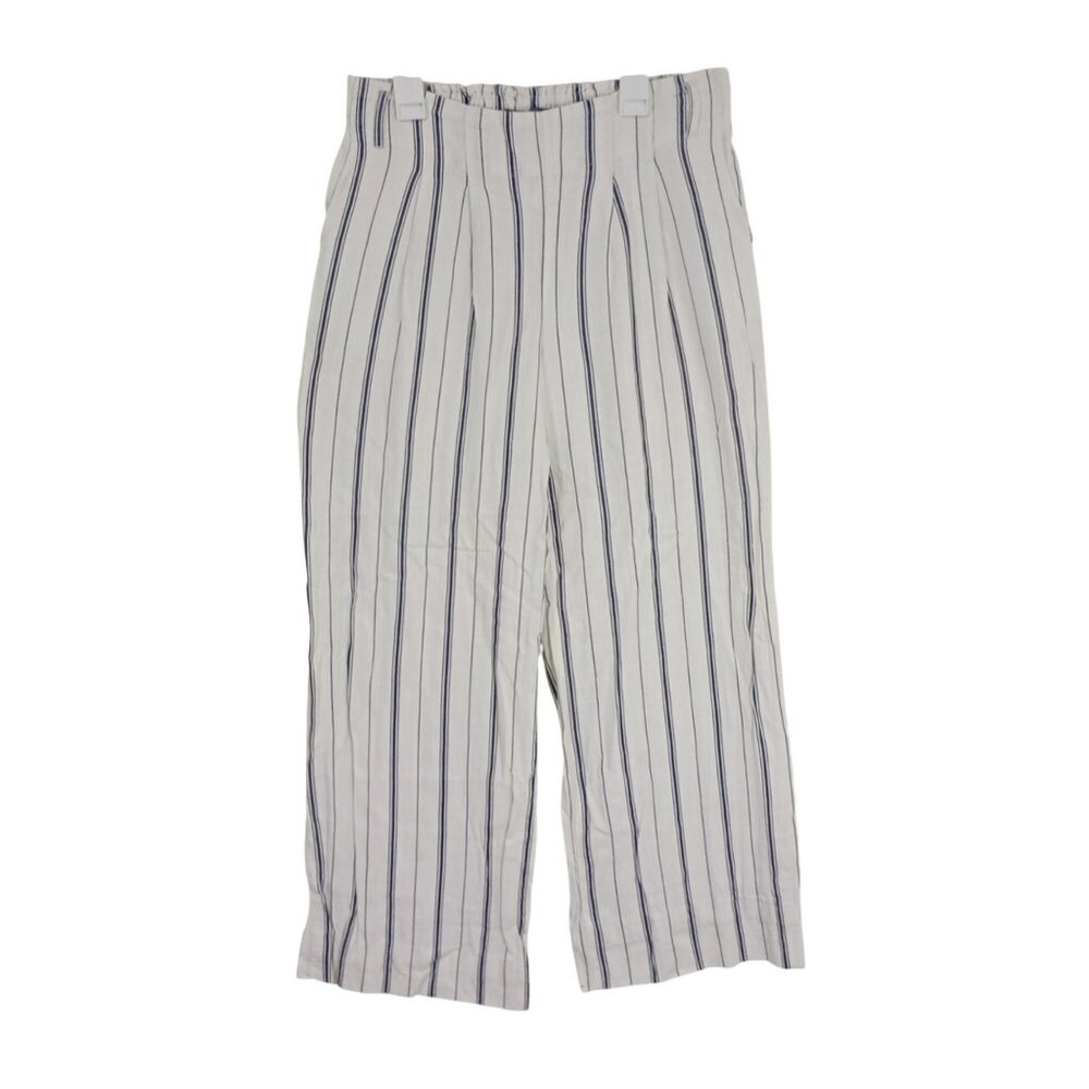 Indigo Rising Pants Cropped Striped Linen Cotton Blend Size M Womens